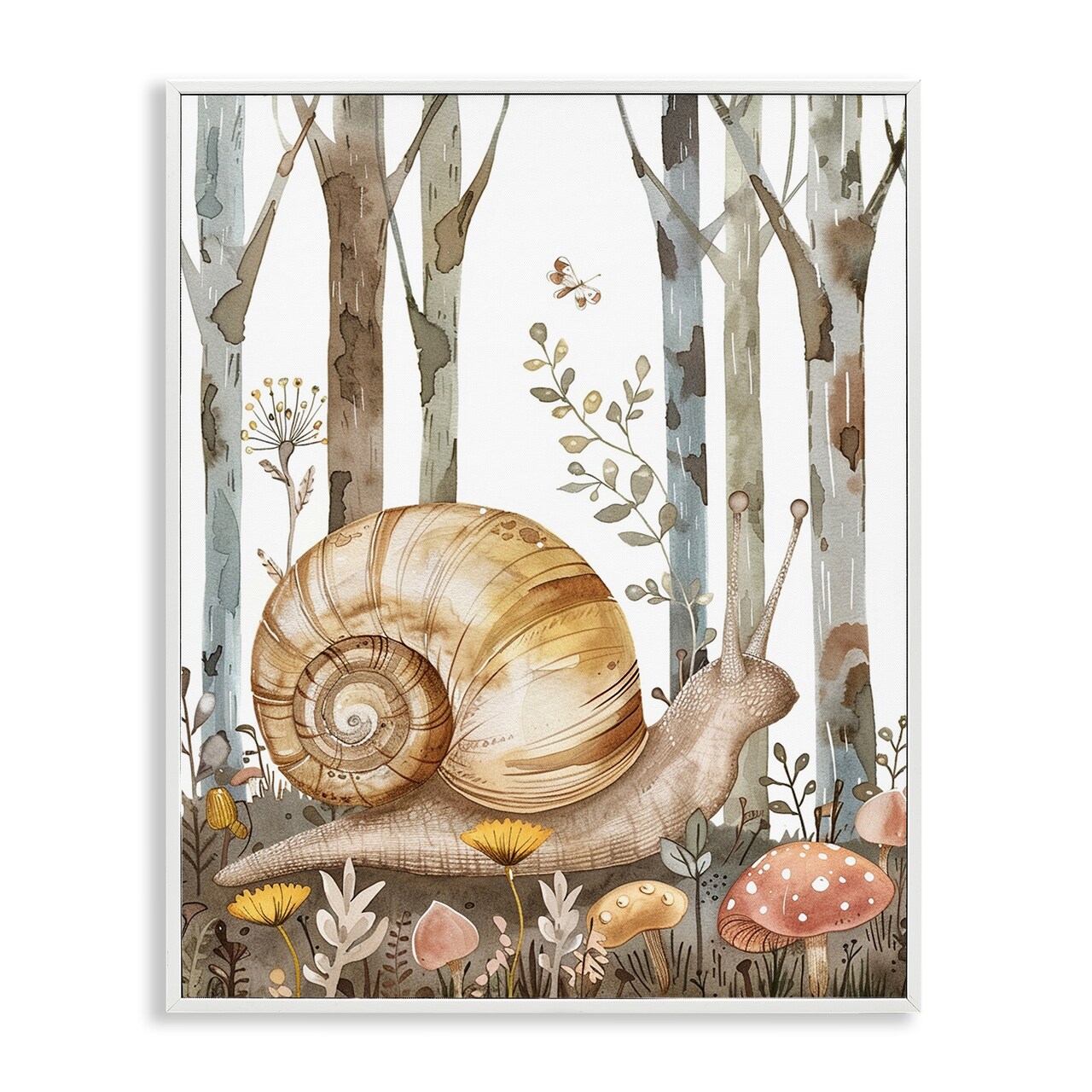 Stupell Industries Woodland Snail Nature Framed Giclee Wall Art Design by LSR Design Studio